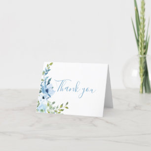 Blue Blommigt Baby Shower Tack Kort