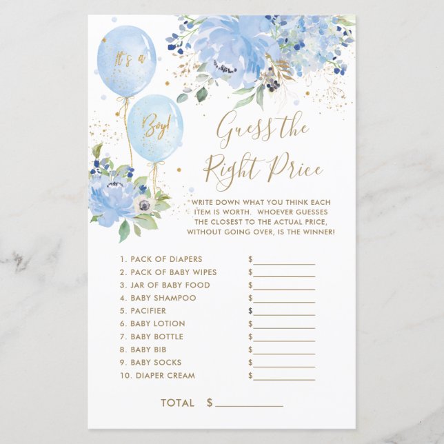 Blue Blommigt Balloon Boy Gissa Högernas Prisa spe (Framsida)