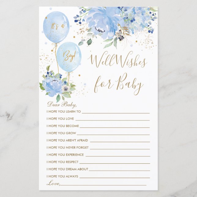 Blue Blommigt Balloon Boy gissar att Önskemål till (Framsida)