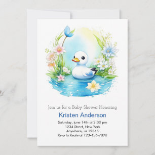 Blue Blommigt Blissful Anka Boy Baby Shower Inbjudningar