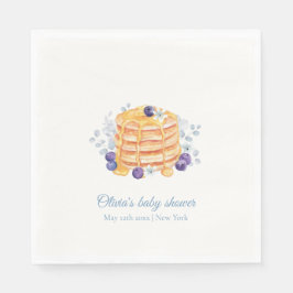 Blue Blommigt Blueberry Pancake Brunch Baby Shower Pappersservett