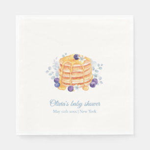 Blue Blommigt Blueberry Pancake Brunch Baby Shower Pappersservett