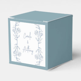 Blue Blommigt Boho Side Gräns Bröllop Presentaskar