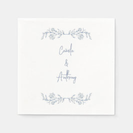 Blue Blommigt Boho Top Gräns Bröllop Pappersservett