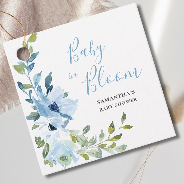 Blue Blommigt Boy Baby in Bloom Shower Gåvor Etiketter (Skapare uppladdad)