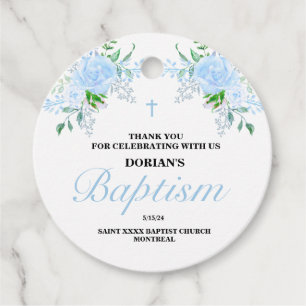 Blue Blommigt Boy Baptism Gåvor Etiketter