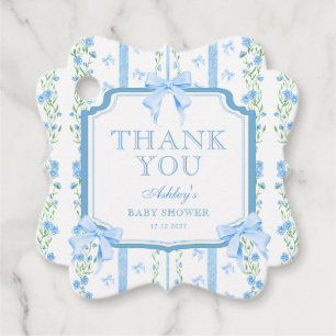Blue Blommigt Boy Shower Tack Gåvor Etiketter