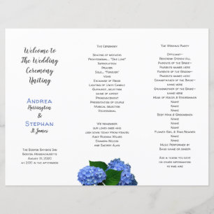 Blue Blommigt Bröllop Folke Ceremony-programmet
