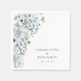 Blue Blommigt Bröllop Napkin Pappersservett