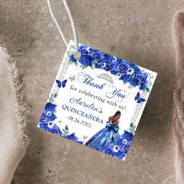 Blue Blommigt Butterflies Quinceañera Princess Gåvor Etiketter
