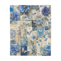 Blue Blommigt & Butterfly Patchwork Quilt Mönster