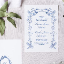 Blue Blommigt Chinoiserie Bröllop
