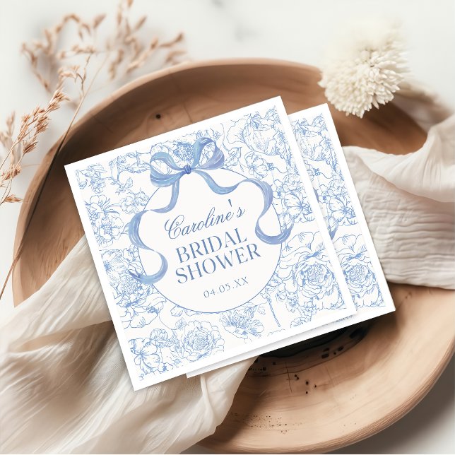 Blue Blommigt Chinoiserie Möhippa Napkins Pappersservett (Skapare uppladdad)