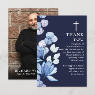 Blue Blommigt Christian Firande i Life Photo Tack Kort