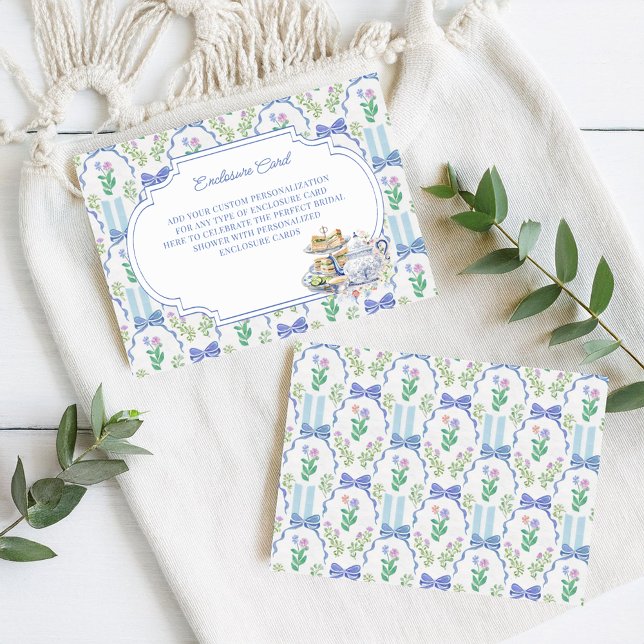 Blue Blommigt Coquette Tea Party Möhippa Tilläggskort (Skapare uppladdad)