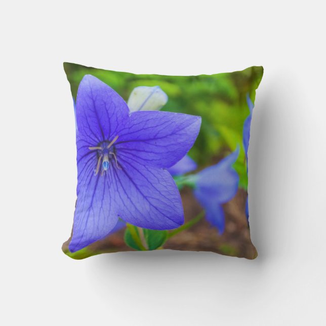 Blue Blommigt Dekorativ kudde (Framsida)