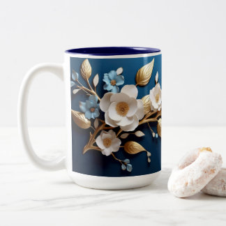 "Blue Blommigt Delight Coffee Mugg" Två-Tonad Mugg