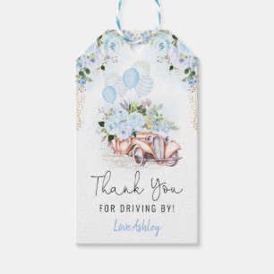 Blue Blommigt Drive by Tack Favor Quarantine (blåe Presentetikett