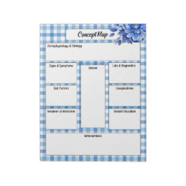 Blue Blommigt Gingham _ Concept Karta Anteckningsblock
