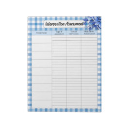 Blue Blommigt Gingham _ Intervention Assessment Anteckningsblock