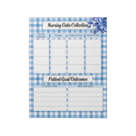 Blue Blommigt Gingham_ Nursing Data Collection Anteckningsblock