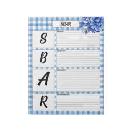Blue Blommigt Gingham _ SBAR Temp Anteckningsblock