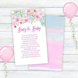 Blue Blommigt Girl Baby Shower Bokar för Baby Tilläggskort