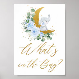 Blue Blommigt Greenery Elephant What's in the Bag Poster
