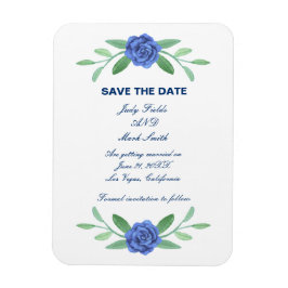 Blue Blommigt Greenery Foliage Spara datum magnete Magnet