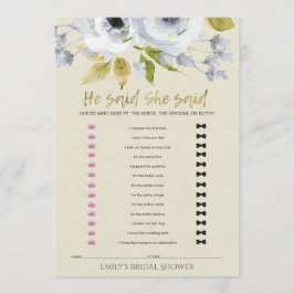 BLUE BLOMMIGT HAN SADE ATT HON SADE MÖHIPPA GAME INBJUDNINGAR