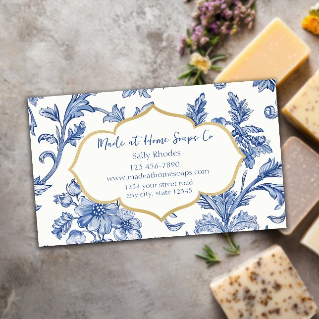 Blue Blommigt Handmade Soap Company Visitkort (Skapare uppladdad)