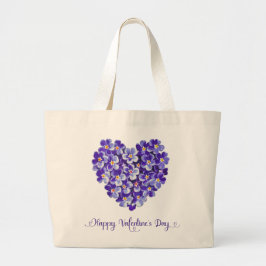 Blue Blommigt Heart Vintage Glad Alla hjärtans dag Jumbo Tygkasse
