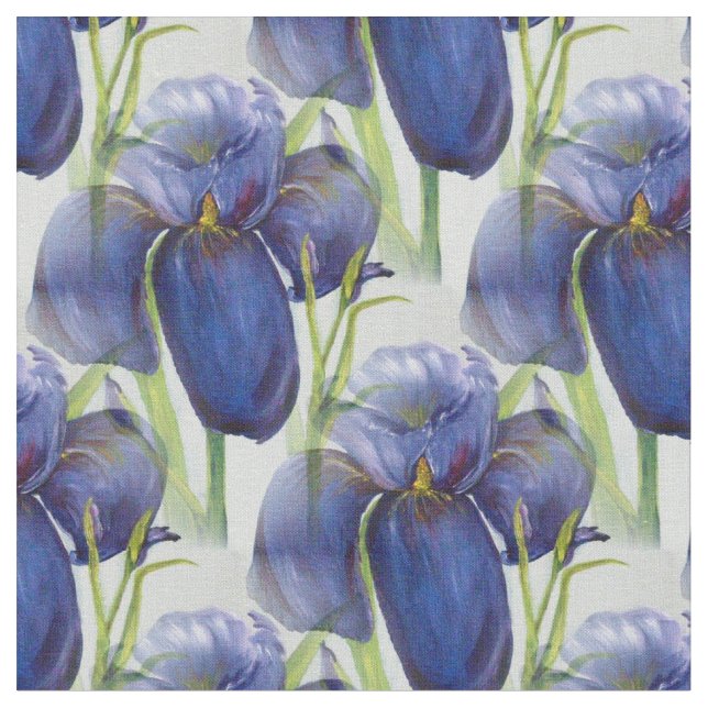 Blue Blommigt Iris Tyg (Närbild)