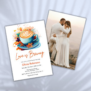 Blue Blommigt Kärlek är Brewing Photo Möhippa Inbjudningar