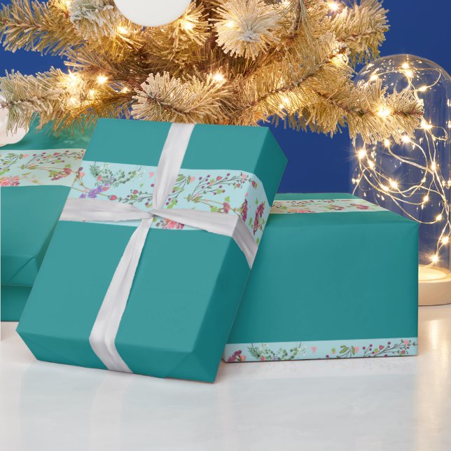 Blue blommigt korean stil presentpapper (Helgdagar)