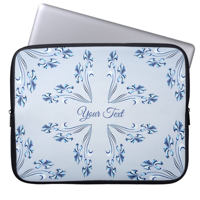 Blue Blommigt Laptop sleeve (Framsidan)