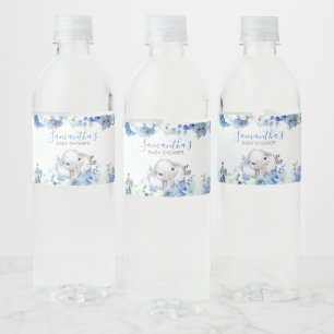Blue Blommigt Little Peanut Baby Shower Vattenflaskor Etikett