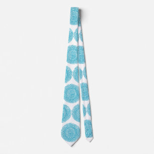 Blue Blommigt Mandala Art Tie Slips