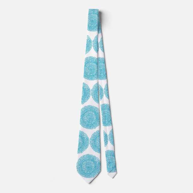 Blue Blommigt Mandala Art Tie Slips (Framsida)