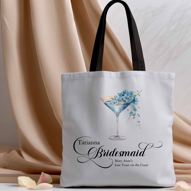 Blue Blommigt Martini Bridesmaid Bachelorette Tygkasse (Skapare uppladdad)