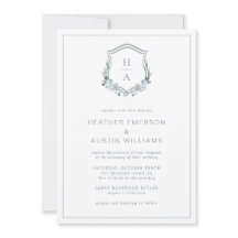 Blue Blommigt Monogram Bröllop