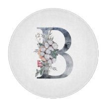 Blue Blommigt Monogram Initial B