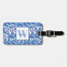 Blue Blommigt Monogram Luggage Tag Bagagebricka