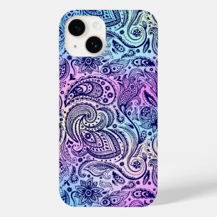 Blue Blommigt Paisley over Iridescent Background