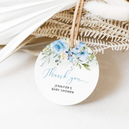 Blue blommigt pojke dusch gåvor etiketter