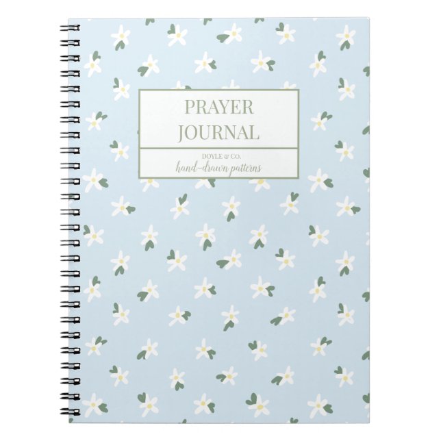 Blue blommigt Prayer Journal Anteckningsbok (Framsidan)