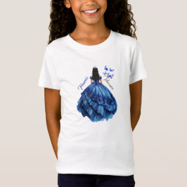 Blue Blommigt Princess Girl Födelsedagsfest T Shirt