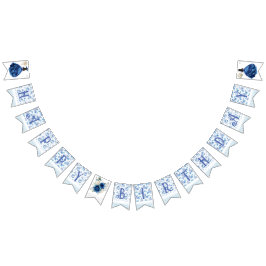 Blue Blommigt Princess Girl Födelsedagsfest Vimplar