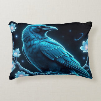Blue Blommigt Raven Prydnadskudde