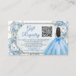 Blue Blommigt Silver Quinceañera QR Gift-registret Tilläggskort
